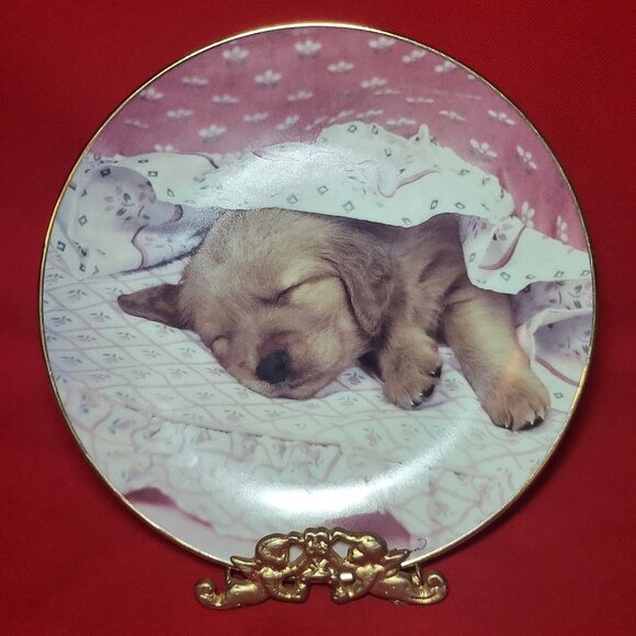 Do Not Disturb Golden Puppy Portraits Plate The Hamilton Collection 1994 - Picture 9 of 11